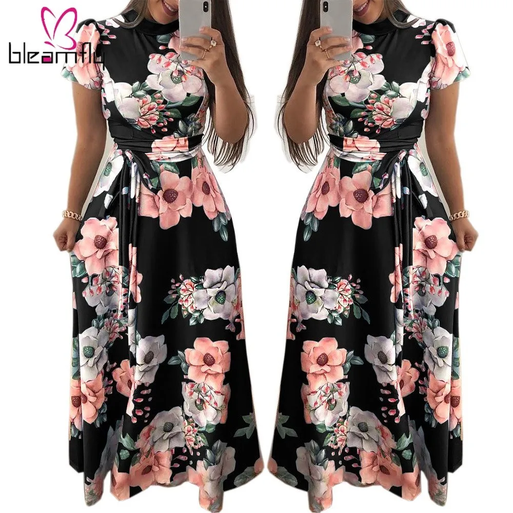 Новое поступление Осеннее женское платье с пышными рукавами воротником стойкой