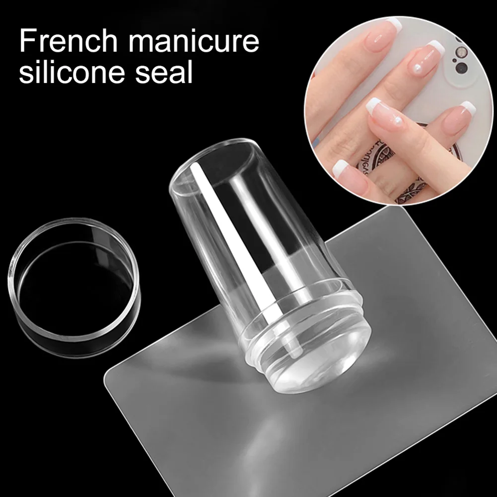 

French Nail Template Transparent Silicone Stamps Nail Mold Stamping Template Scraper Transfer Hot Stamping Decal Nail Tool Set