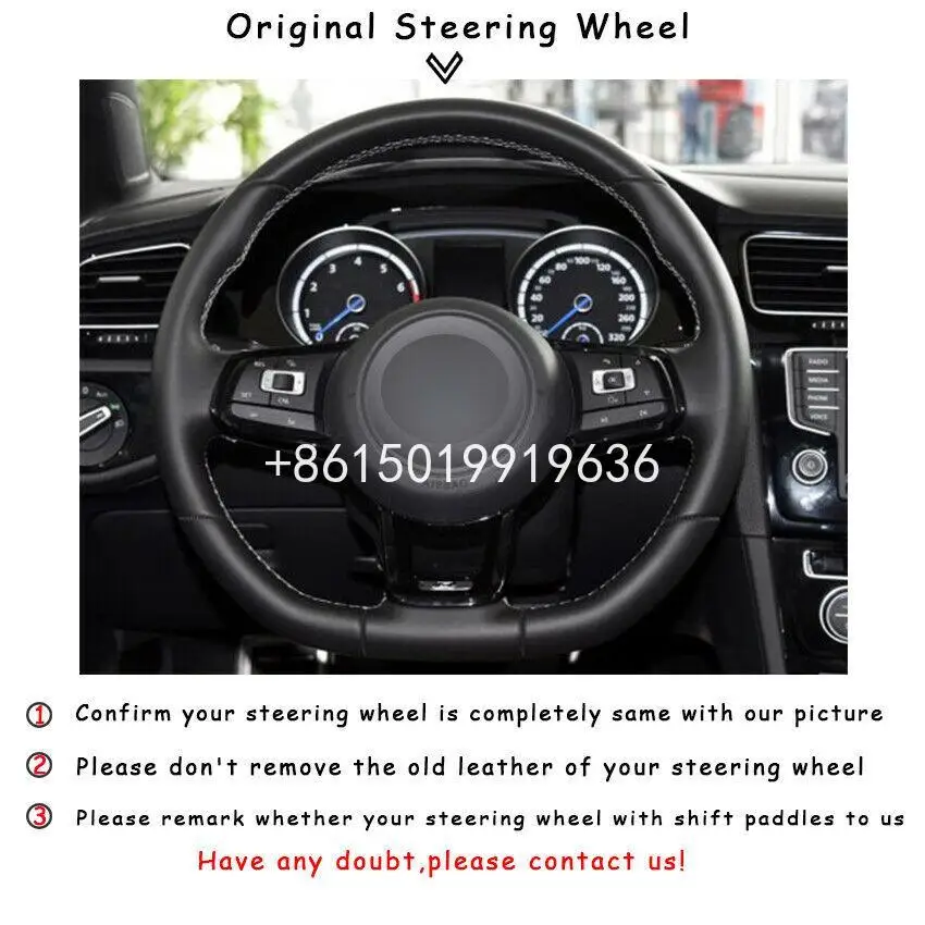 Black Carbon Fiber Suede Car Steering Wheel Cover for Volkswagen Golf 7 GTI | Автомобили и мотоциклы