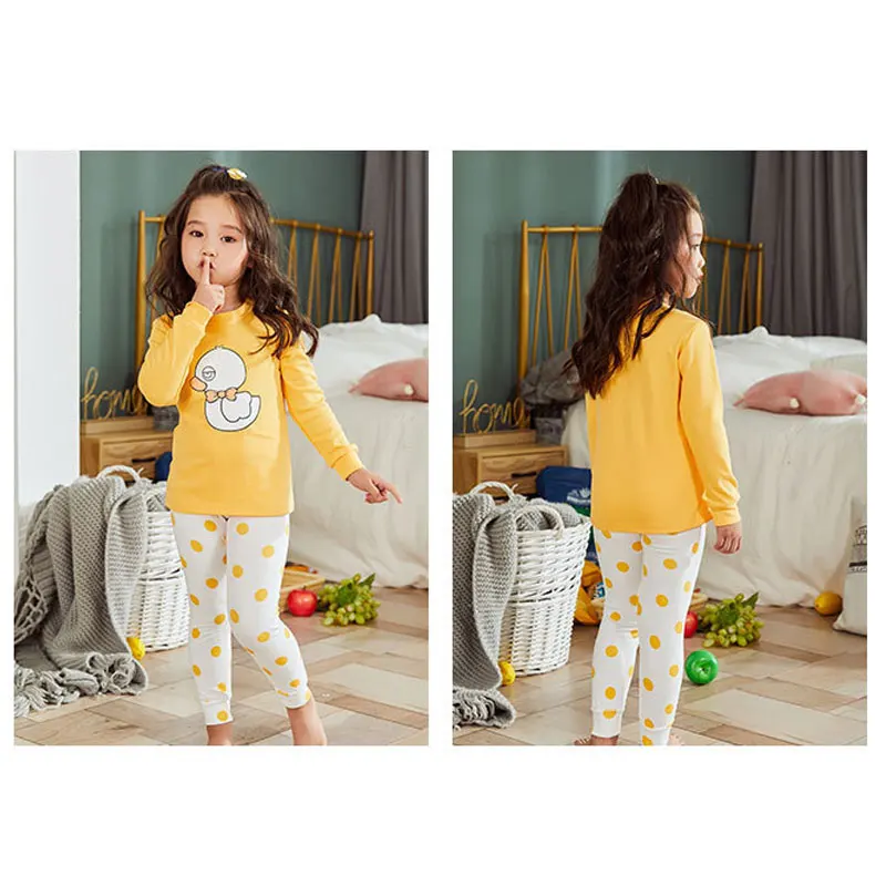 

Winter Girls Pajamas Sleepwear Pyjamas Kids Cotton Cartoon Nightwear Pijamas Baby Girls Clothes Top+Pant 2pcs Sleep Suits