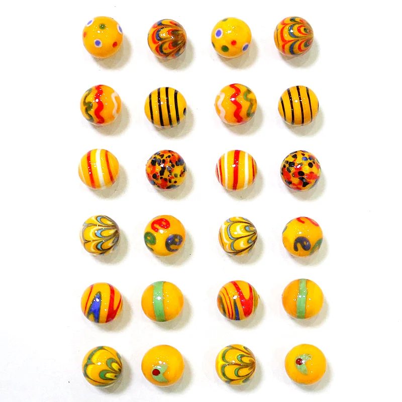 

24Pcs 16MM Custom Orange Tone Rare Murano Glass Marbles Ball Creative Ornament Game Pinball Toy New Year Birthday Gifts For Kids