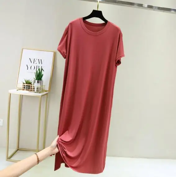 Modal Long Nightgowns Women Cotton Summer Sexy Womens Sleepwear Sleep Dress Casual Outdoor Long Dress Loose Night Shirt Female