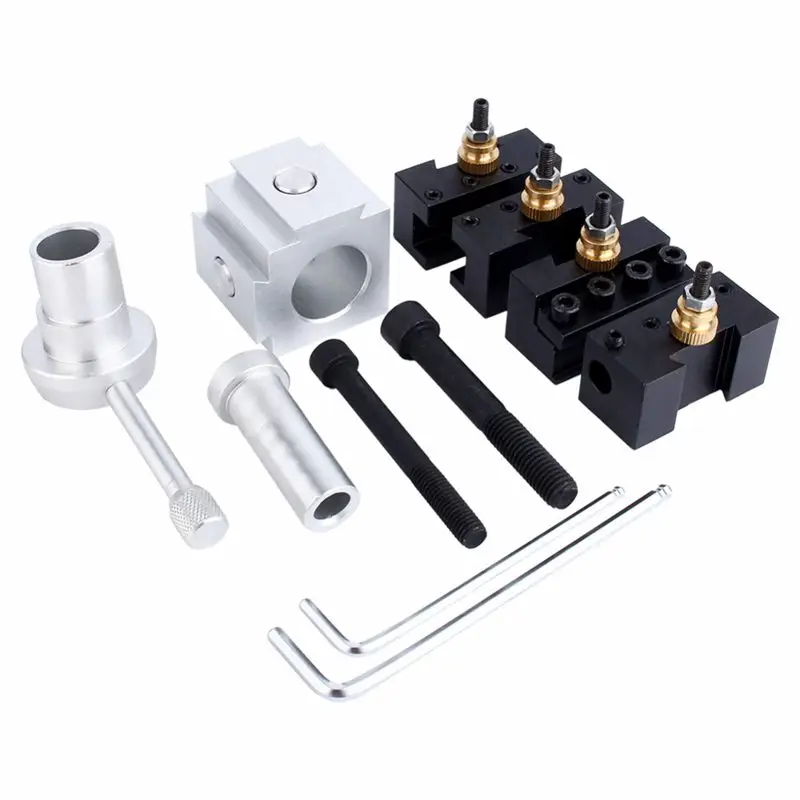 mini cnc lathe tool holder quick change tool post cutter holder screw kit set boring bar turning facing holder wrench free global shipping