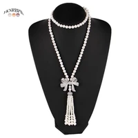 yknrbph luxury sapphire autumn and winter sweater pearl necklace for womens silver weddings jewelry long chains