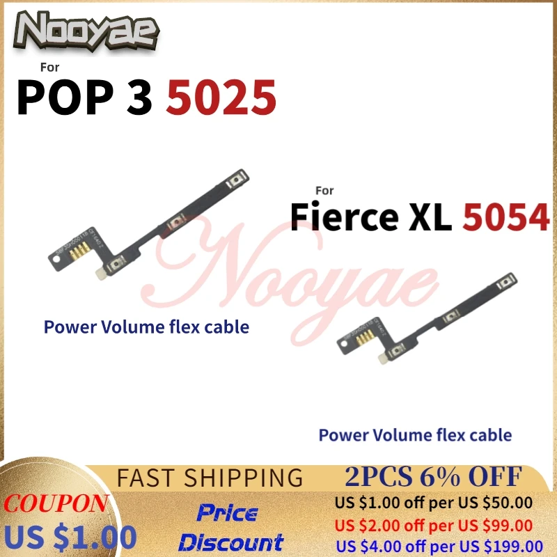 

For Alcatel One Touch Pop 3 5.5 OT5025 5025D 5025 Power On Off Volume Up Down Switch Button Flex Cable +tracking