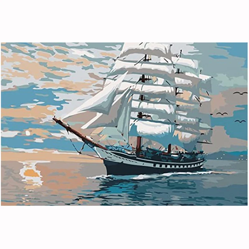 

Seascape Painting By Numbers for Adults DIY Oil Coloring By Numbers Galleon Canvas Paint Art Pictures Home Decor Aesthetic