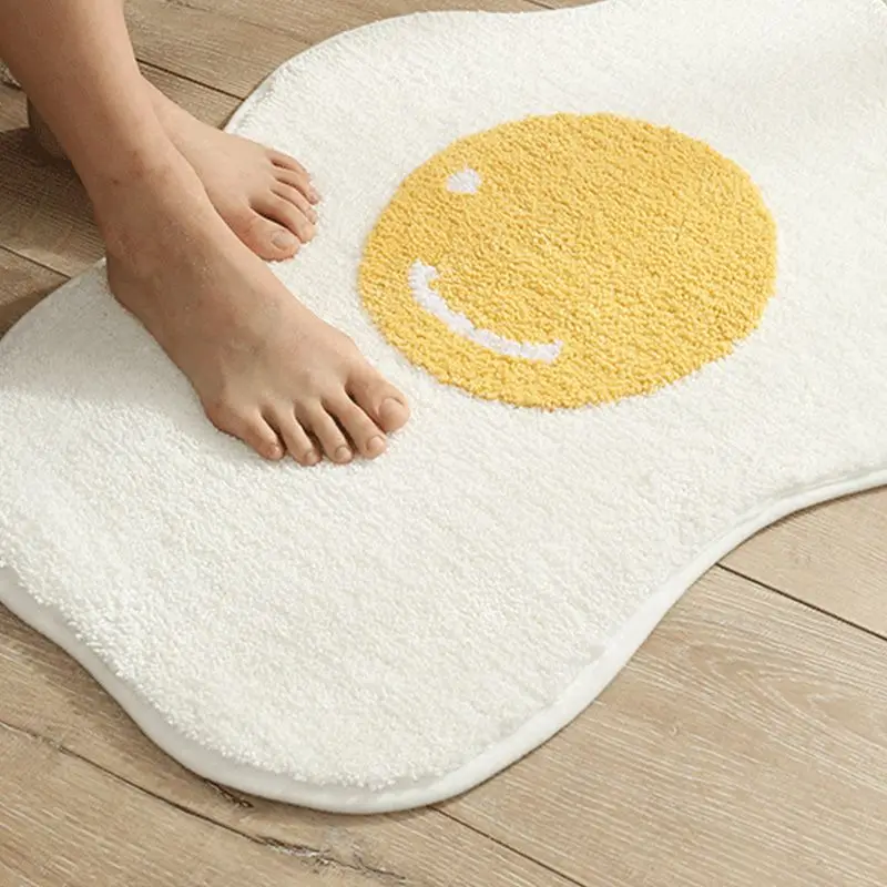 Ковер для ванной в скандинавском стиле с мультяшным изображением яичницы