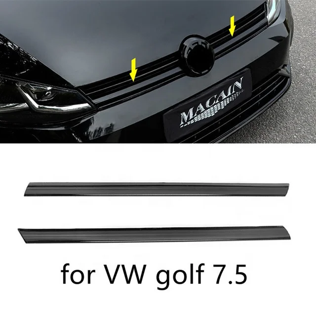 

YINGMA 2pcs Bright Black ABS Modification Dedicated Bumper Grille Decorative Sticker Decals for Volkswagen Golf 7.5 R Rline