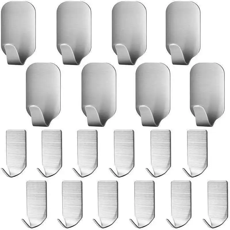 

5PCS Adhesive Hooks Stainless Steel Kitchen Storage Hooks Hanging Waterproof Shaver Holder Bathroom Accessories