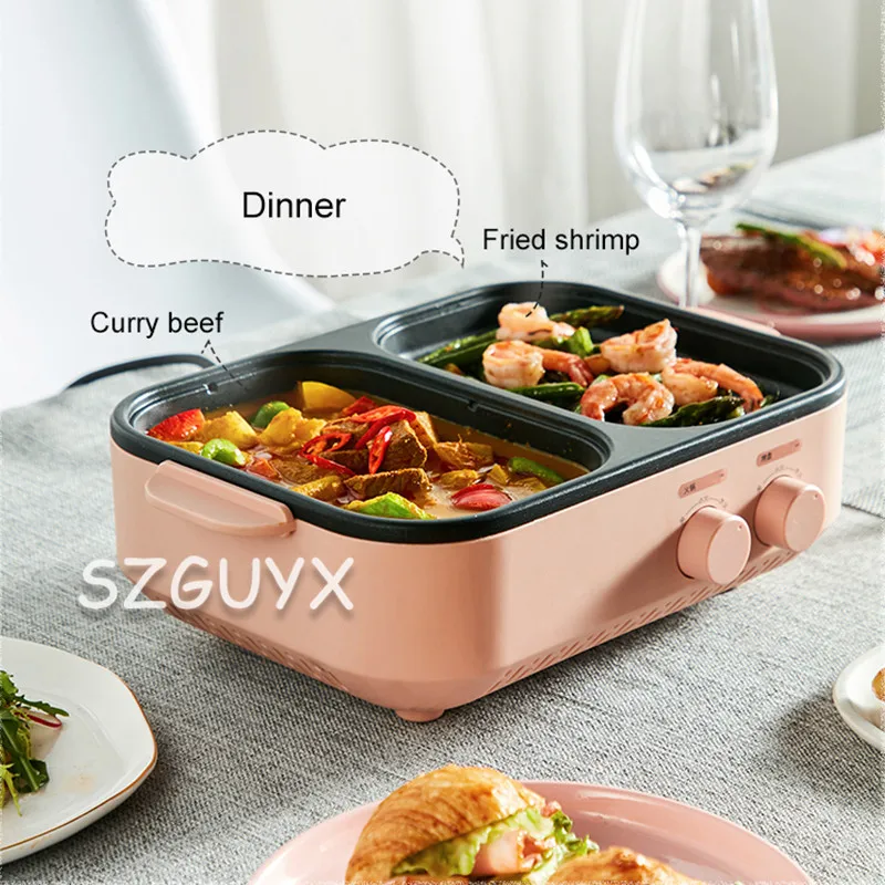 high power portable multi function pot multi function barbecue pot household small hot pot multi function barbecue pot free global shipping