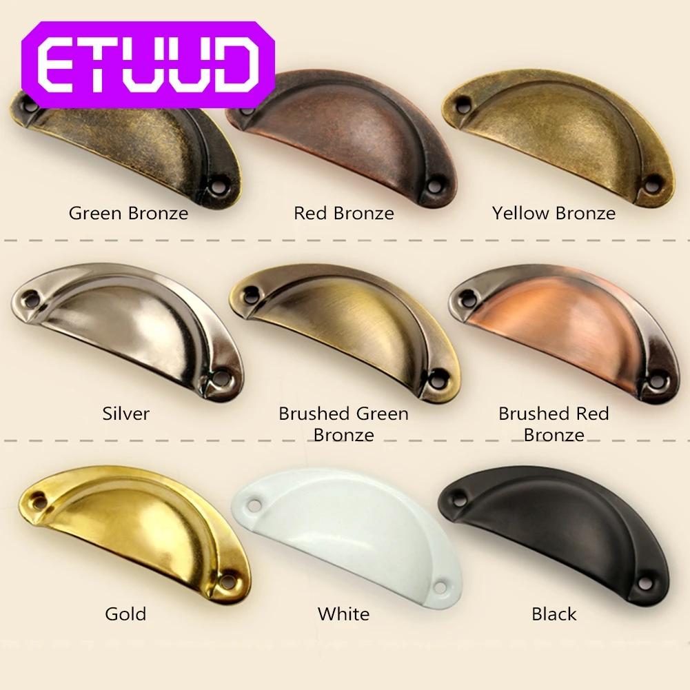 

6/12x Retro Jewelry Box Cabinet Cupboard Dresser Drawer Pull Handles Kitchen Brass Shell Antique Drawer Door Handle Furniture