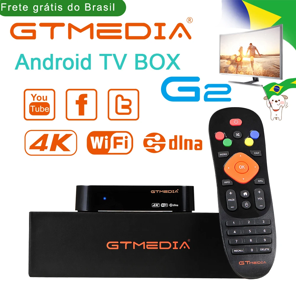 GTMEDIA G2 Android 7,1 Smart tv Box медиаплеер 2G 16G+ пульт дистанционного управления 7000+ канал встроенный Wifi 4K H.265 из Бразилии IP tv Box