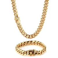 hip hop golden curb cuban link chain stainless steel necklace for men and women gold silver color bracelet fashion jewelry