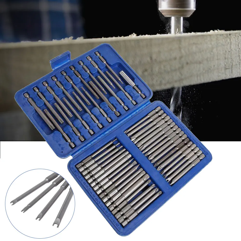 

50pcs Extra Long Professional Torx Star Hex Splined Home Hand Tool With Box Screwdriver Bit Set Hardware Alloy Steel Security