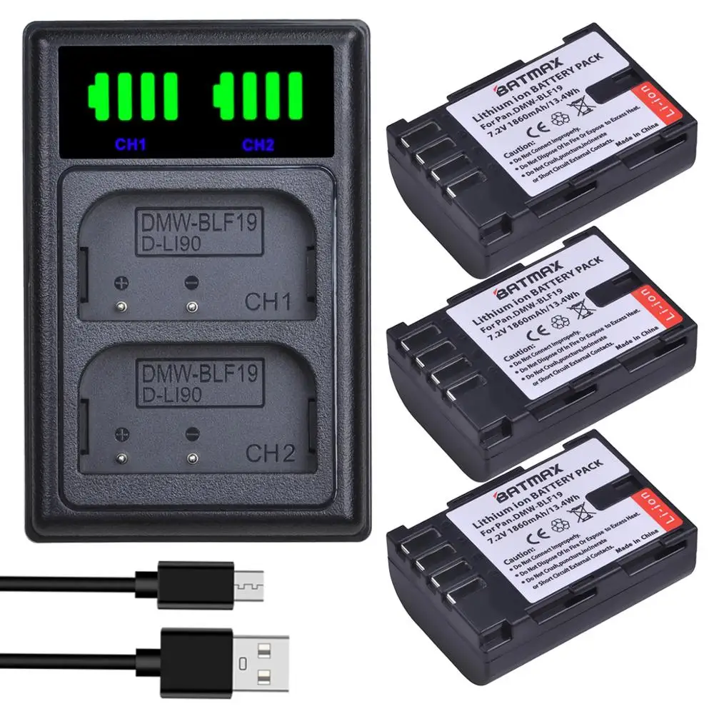 Аккумулятор Batmax DMW BLF19 + новое светодиодное зарядное устройство с двумя USB портами