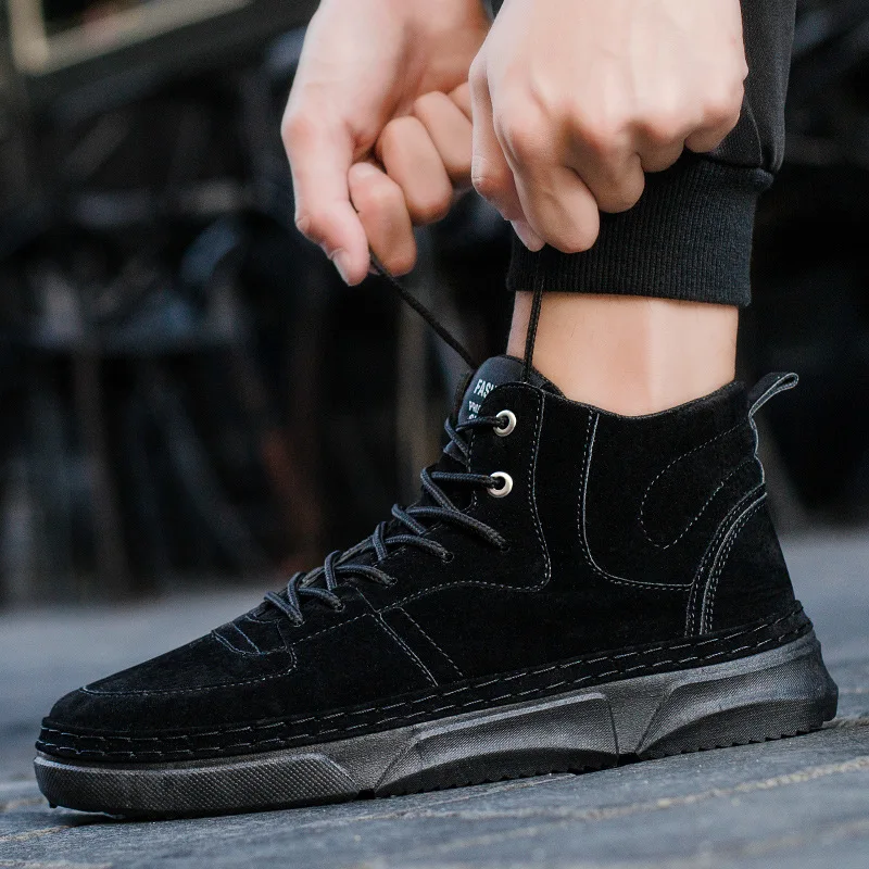 

2019 High Quality Fashion Winter Men's Boots Warm Working Boots Lace Up Men's Desert Boots Round Toe High Top Shoes