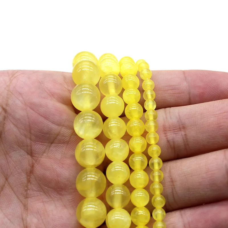 Натуральные золотистые желтые нефриты бусины из халцедона круглые россыпью для