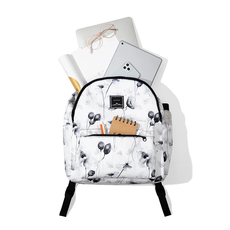 

Gray Print 14inch Laptop Backpack Women Fashion Cute School Backpack For Girl Kawaii College Bag Waterproof Travel Bagback