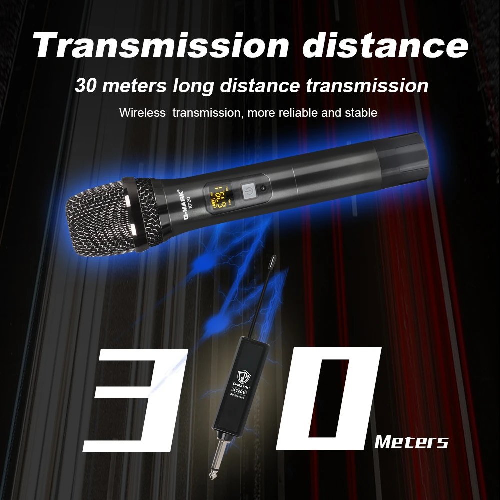 Беспроводной микрофон G-MARK X720 UHF ручной динамический для караоке металлический