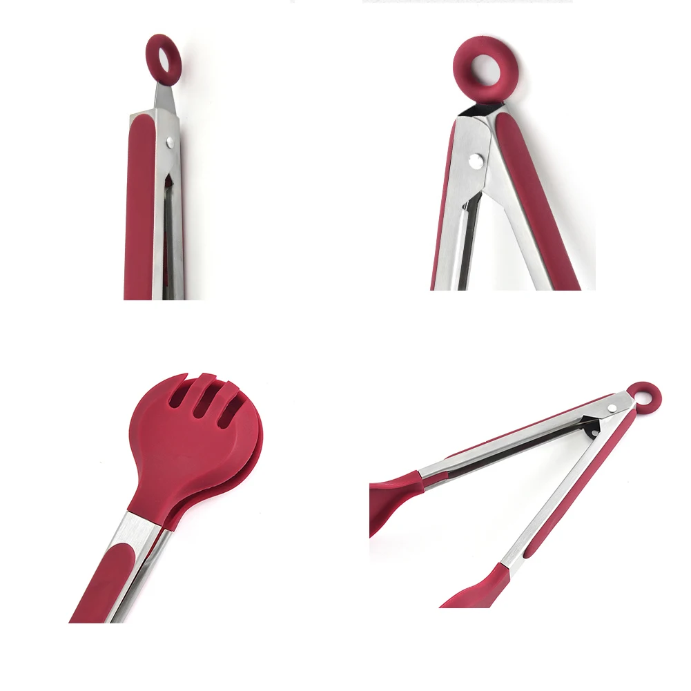 

Silicone Food Tong Stainless Steel Salad Bread Serving Tong Non-stick Barbecue Grilling Cooking Tong Kitchen Accessories