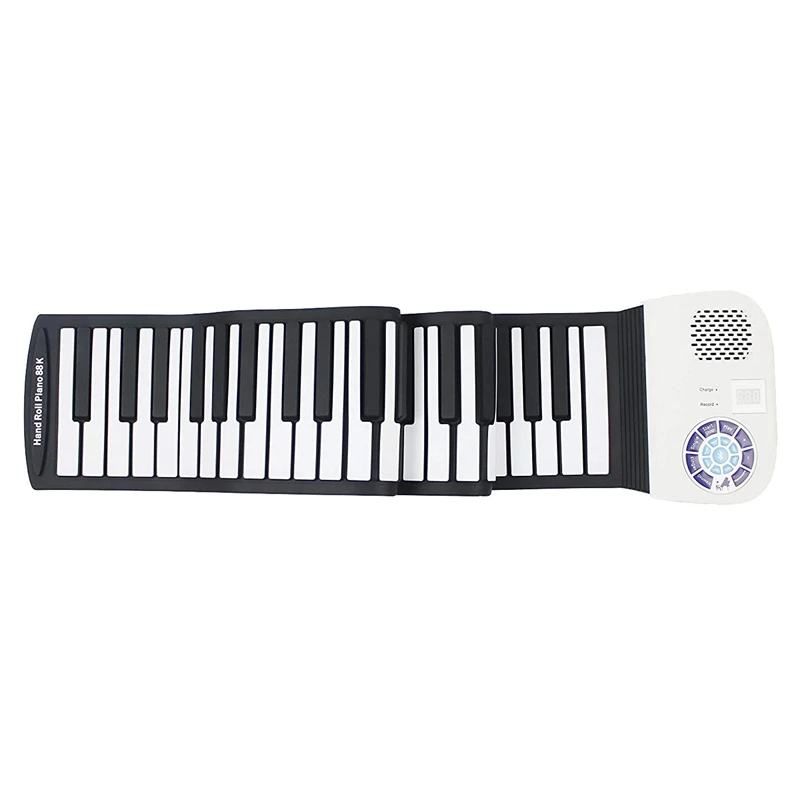 

Свернутое пианино 88 клавиш, портативная электронная клавиатура для пианино, Премиум силикон и встроенные динамики, перезаряжаемое электро...