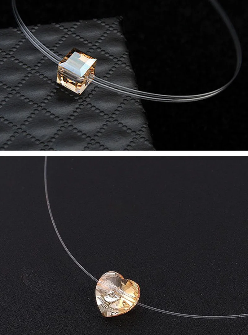 Трендовое ожерелье-чокер с кристаллами Swarovski, прозрачная леска, модные ювелирные изделия для женщин, подарки на день Святого Валентина