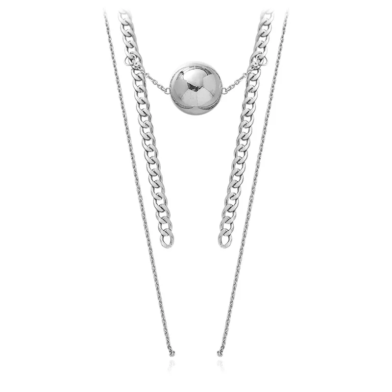 

Minar Personality Metallic Ball Pendant Necklaces for Women Girl Chunky Curb Chain Tassel Chokers Necklace Statement Jewelry