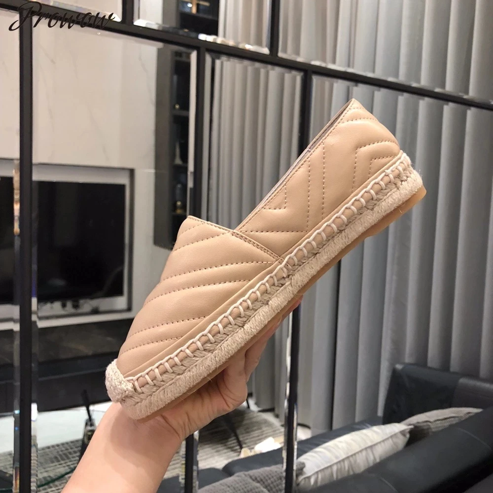 

2021 Women's Leather Flat Straw Shoes High Quality Comfortable Loafers Plus Size Spring and Autumn
