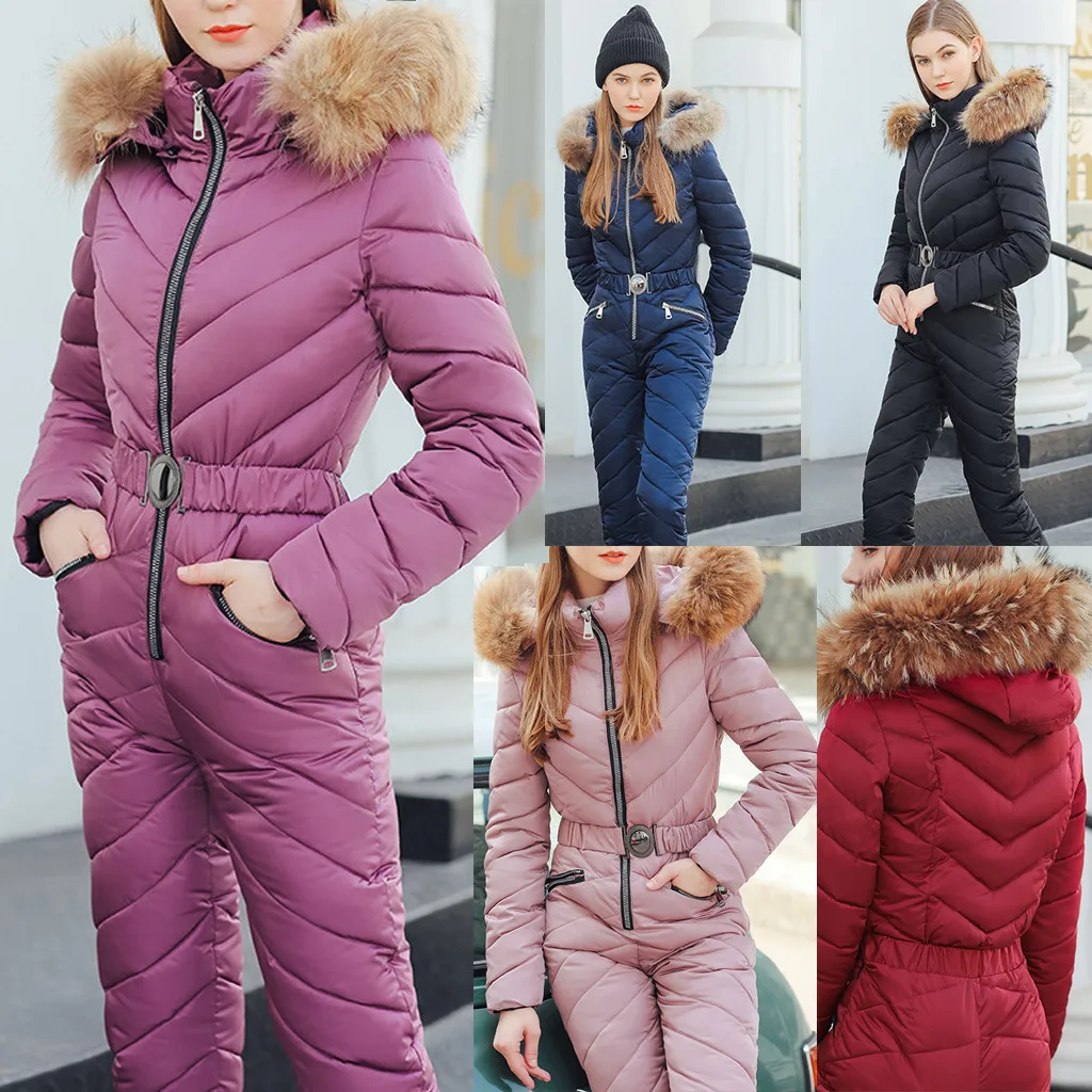 Женский зимний лыжный костюм плюшевая толстовка с воротником и карманами