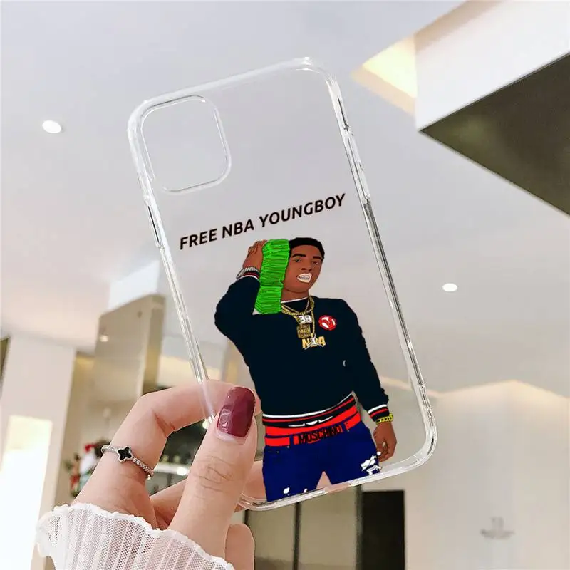 

Rapper Youngboy Never Broke Again Phone Case Transparent for iPhone Samsung xiaomi 11 12 6 7 8 9 20 Pro X Max XR Plus
