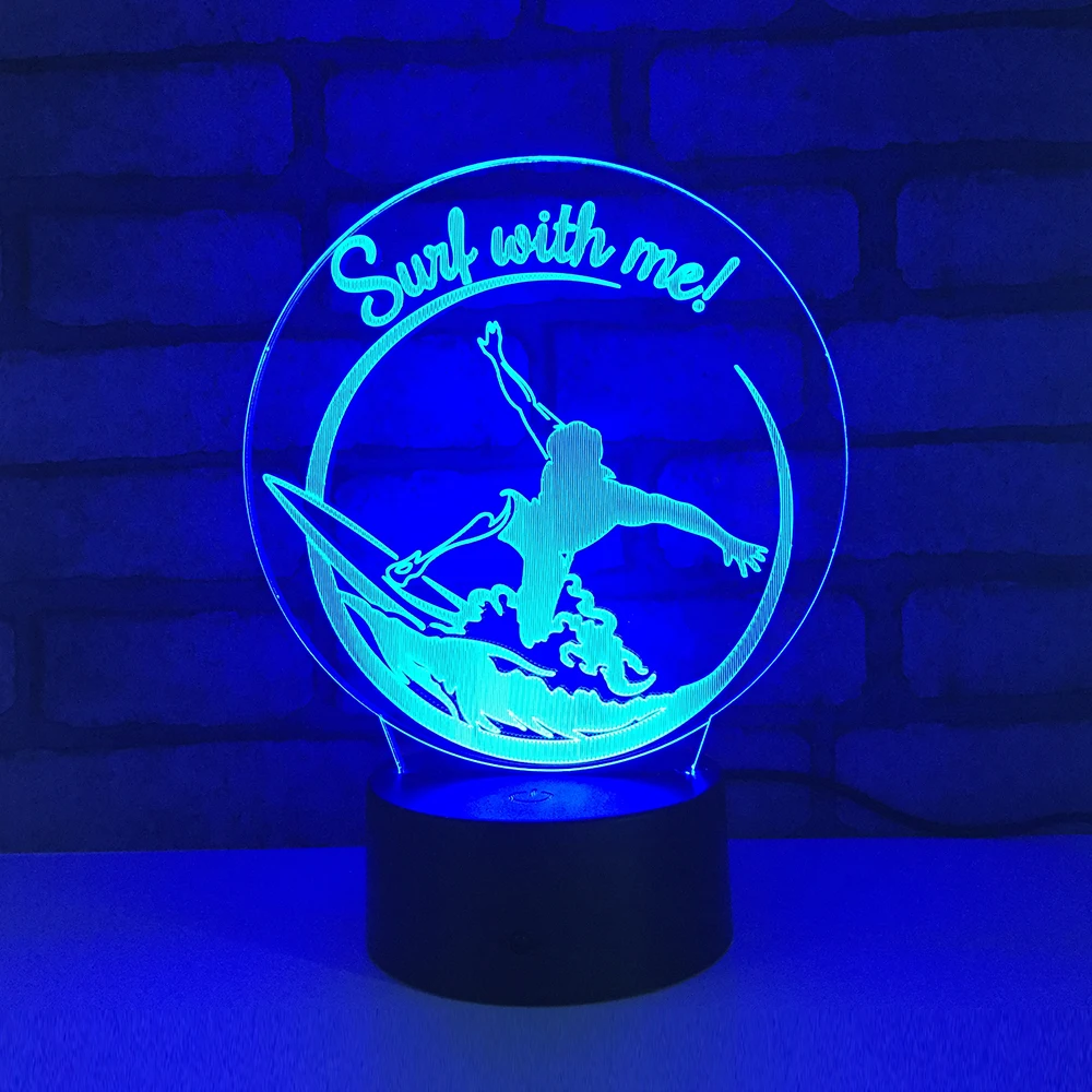 

Surfing LED RGB Night Light 7 Color Change Desk Light Action Figures 1860 Boys Girls Christmas Toys