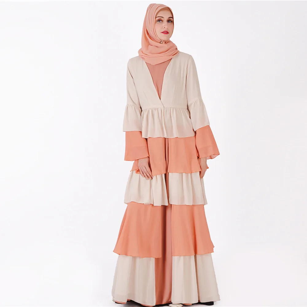 Мусульманское платье Abaya в Дубае женское Плиссированное кимоно с рюшами