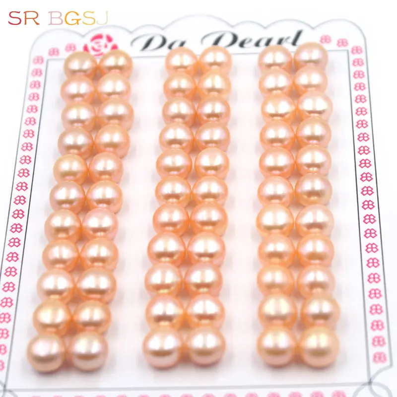 

Free Ship 7.5-8mm White/ Black / Purple / Pink Half Drilled Hole Pearl Beads Luster Button Pearls Natural Freshwater Pearl Beads