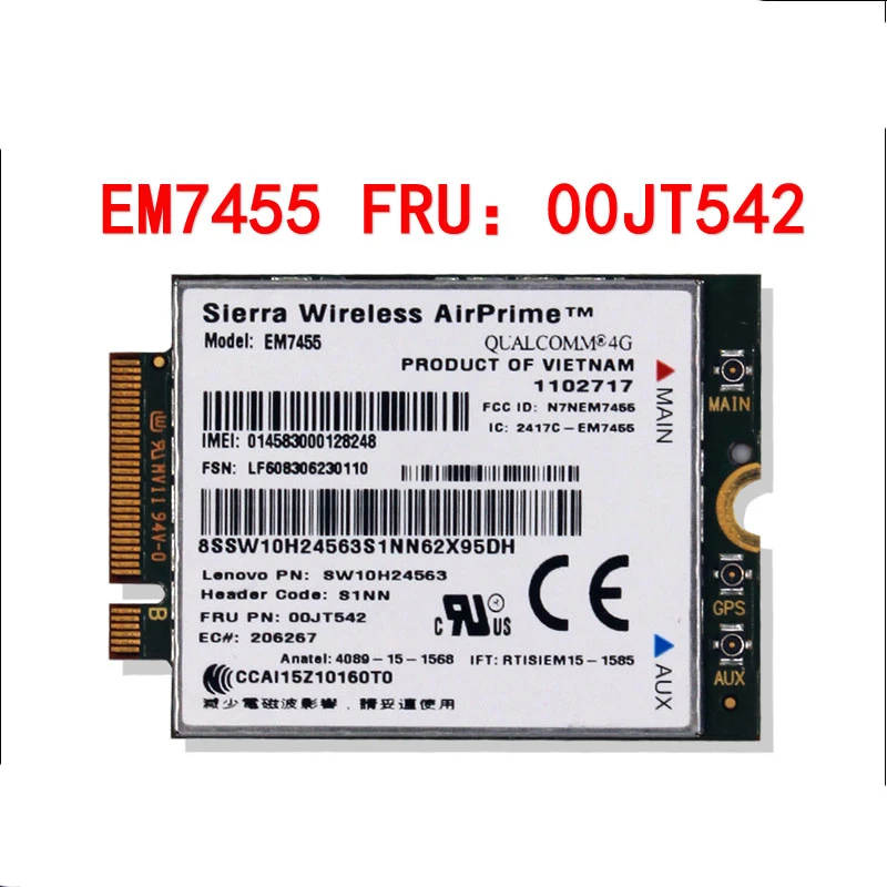 EM7455 FDD/TDD LTE Cat6 4G модуль FRU 00JT542 00JT545 00JT547 01AX746 GOBI6000 карта для ноутбука Thinkpad X1 X260 270 L470