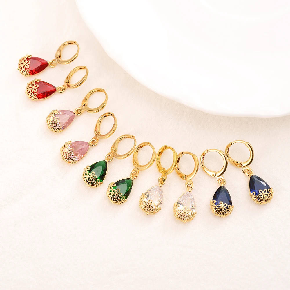 

crystal cz waterdrop earring Ethiopian/Nigeria/Kenya /Ghana Gold color Dubai african Arab Middle Eastern Jewelry Mom Gifts
