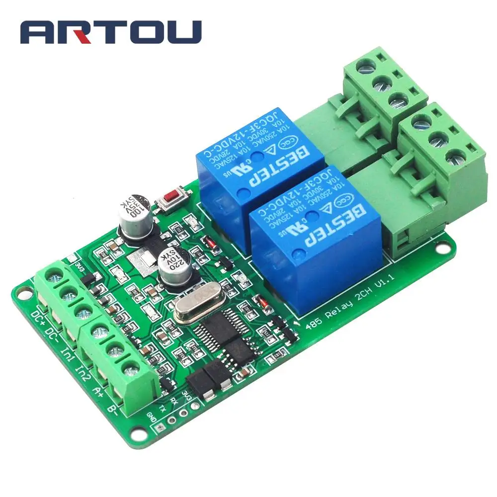 Modbus-Rtu 1/2/4 канала 12 В релейный модуль коммутатора Вход/Выход RS485/ttl Связь