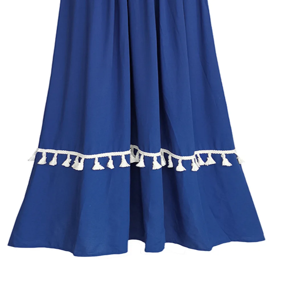 Женское длинное платье с кисточками и коротким рукавом в мусульманском стиле |