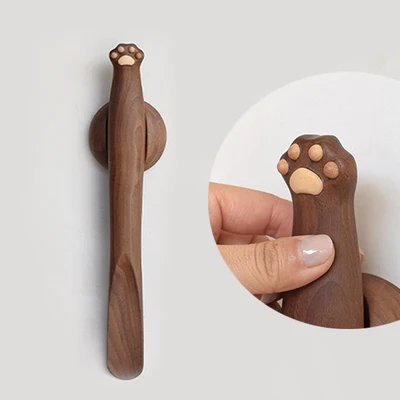 35cm Cat Paw Black Walnut Wooden Cute Shoe Horn Flexible Handmade Shoehorn Useful Shoe Lifter Professional Shoe Spoon Home Tools