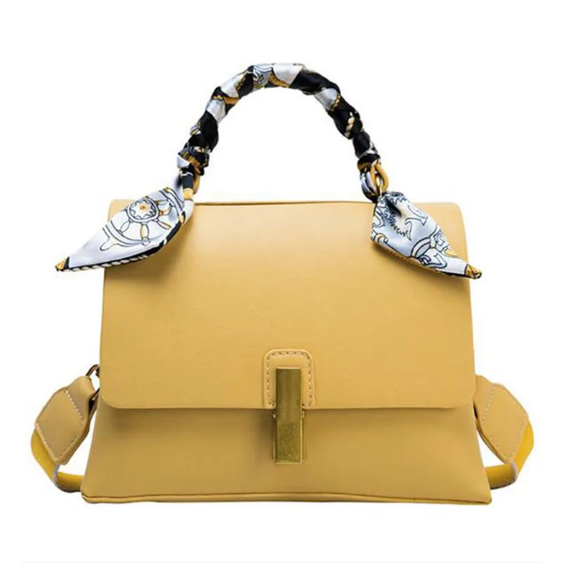 

2020 Elegant Female Ribbon Tote bag Fashion New High-quality PU Leather Women's Designer Handbag Lock Shoulder Messenger Bag