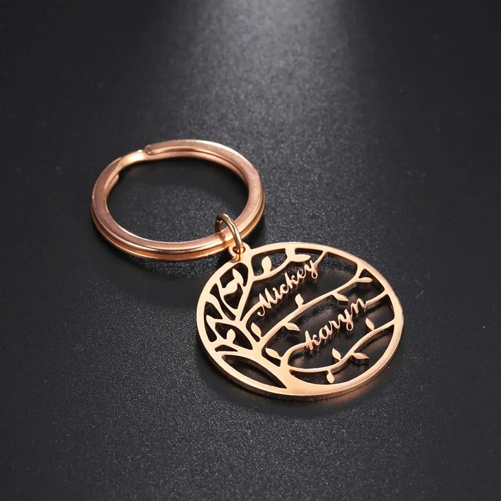 

Sipuris Personality Custom Birthstone Tree of Life Keychain Custom Name Keychain Stainless Steel Family Member Tree Keyring Gift
