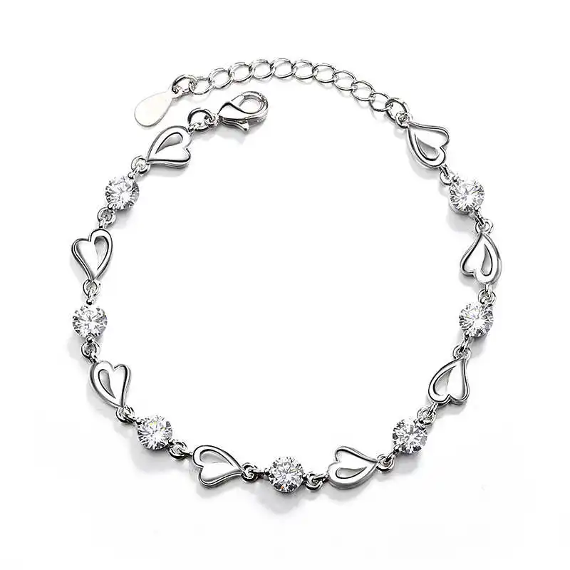 Crystal Chain Jewelry Graceful Bracelets Heart Simple Bangle Girls Women | Украшения и аксессуары