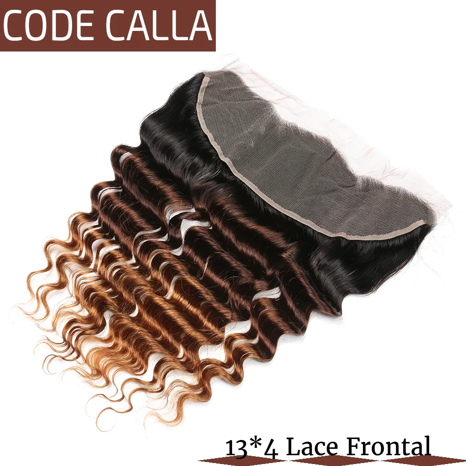 Код Calla Ombre цвет свободные глубокие пучки с 13*4 Кружева Фронтальная свободная часть закрытие бразильские необработанные девственные человеческие волосы пучки