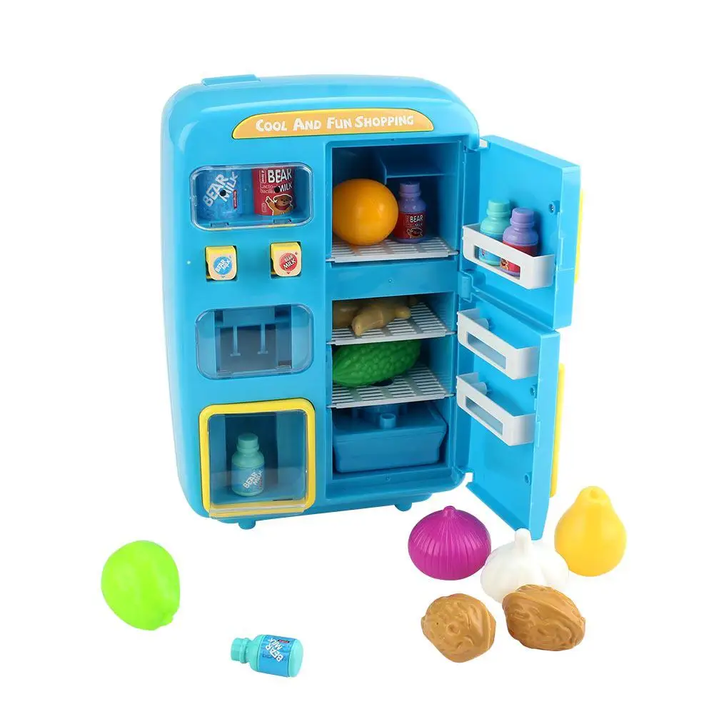 

Children Cute Kitchen Pretend Play Simulation Electric Simulation Refrigerator+Vending Machine Kitchenware Cooking Set for Kids