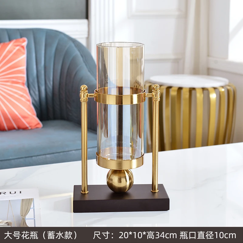 

Gold Luxury Metal Modern Vase Creative Glass Geometric Decor Interior Terrarium Hydroponic Plant Vases Vaas Flower Pot EH50VA
