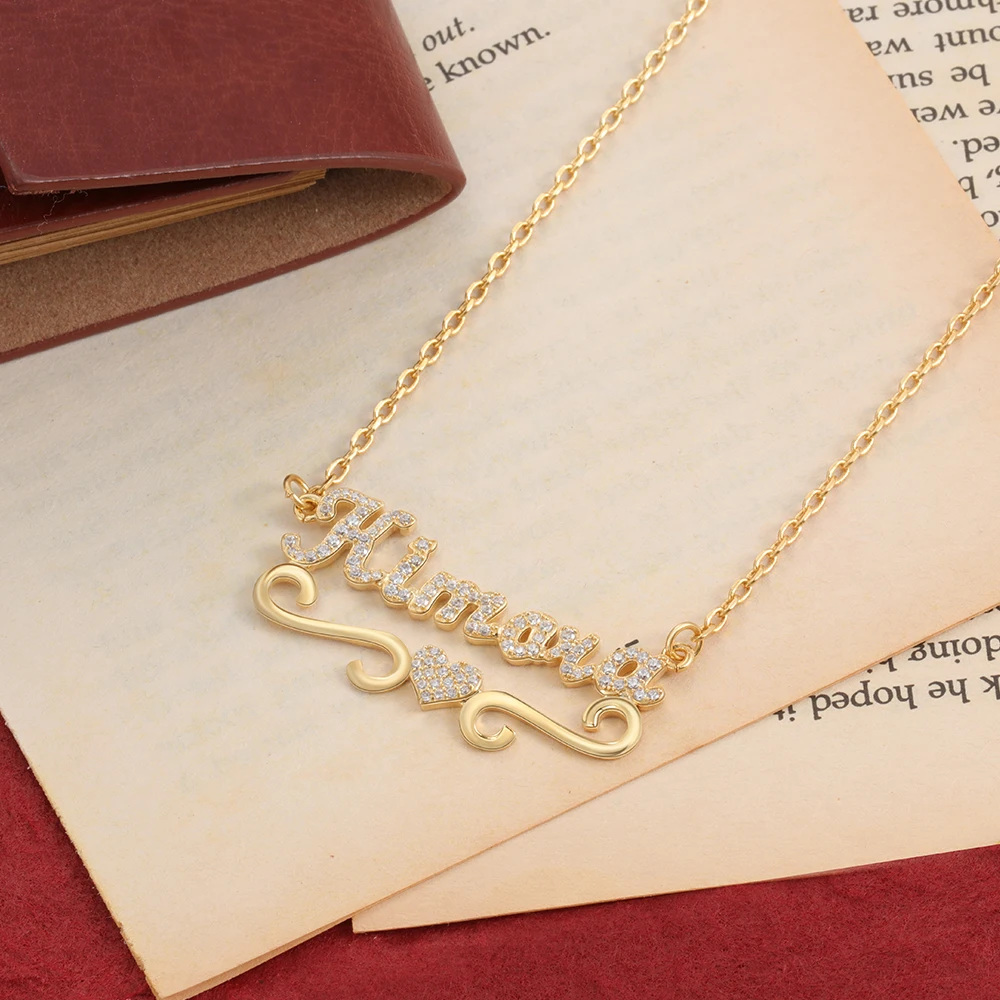 Индивидуальные буквы кулон-табличка с именем сердцем Персонализированные