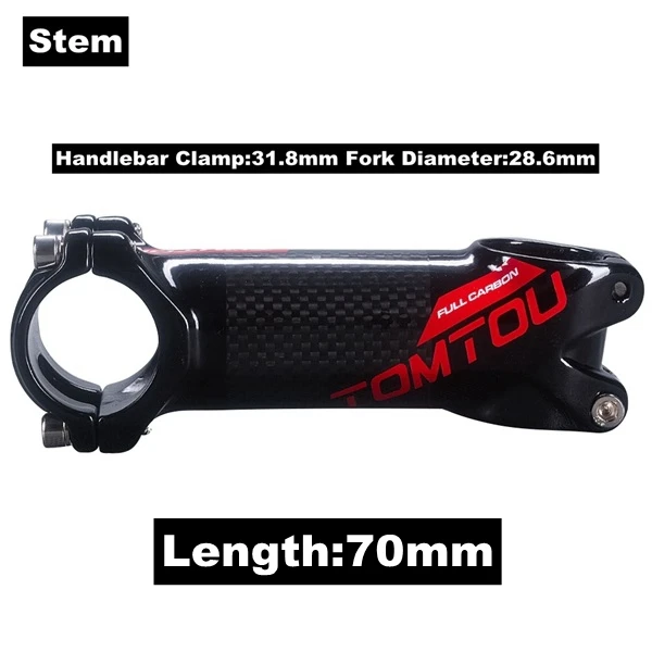 Stem 70mm Из карбонового волокна от tomtou дорожный велосипед вынос руля стойка сидения Велоспорт части дорожный велосипед падение баров наборы глянцевый красный-TS8T64 - Цвет: Stem 70mm