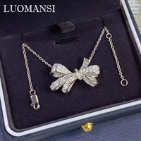 luomansi super flashing bowknot diamond s925 silver necklace fine jewelry wedding party birthday romantic woman gift