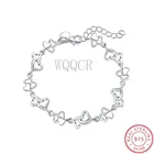 925 Стерлинговое Серебро романтическая двойная Любовь Блестящий кристалл дамы браслет ювелирные изделия не выцветает дамы рождественские подарки