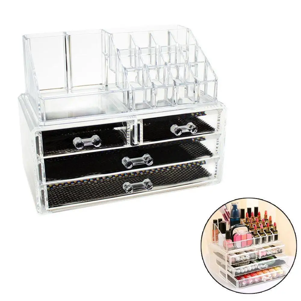 Прозрачный акриловый косметический Органайзер для макияжа чехол хранения
