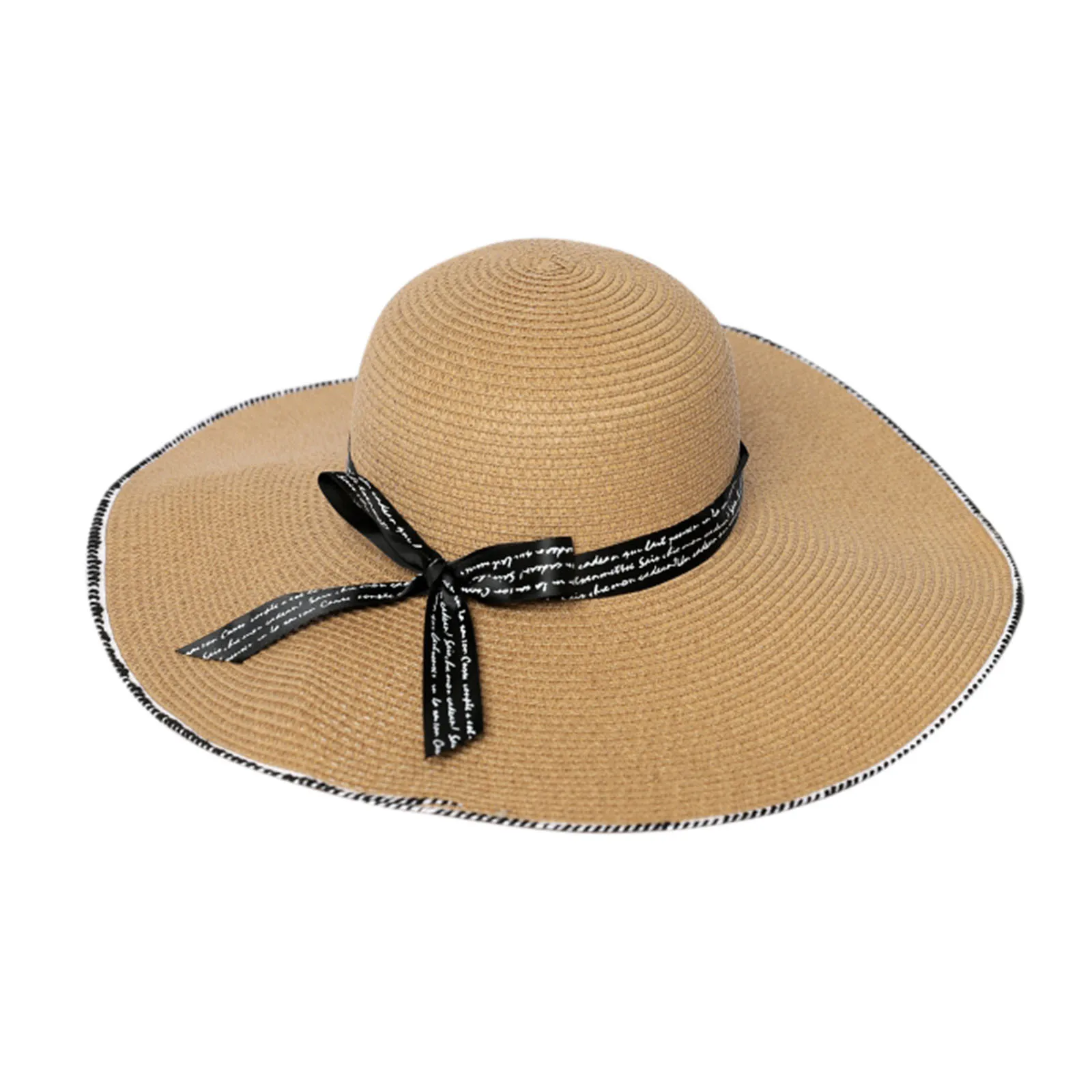 

Women Wide Brims Sun Hat Summer Sunscreen Beach Straw Cap Outdoor Solid Color Beautiful bow Sunshade Hat
